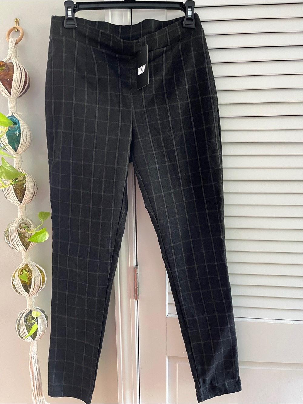 DKNY Black Windowpane Trousers